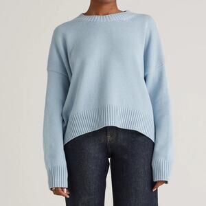 Quince Women’s Small Sweater Boyfriend Crew Organic Cotton Knit Relaxed Crop